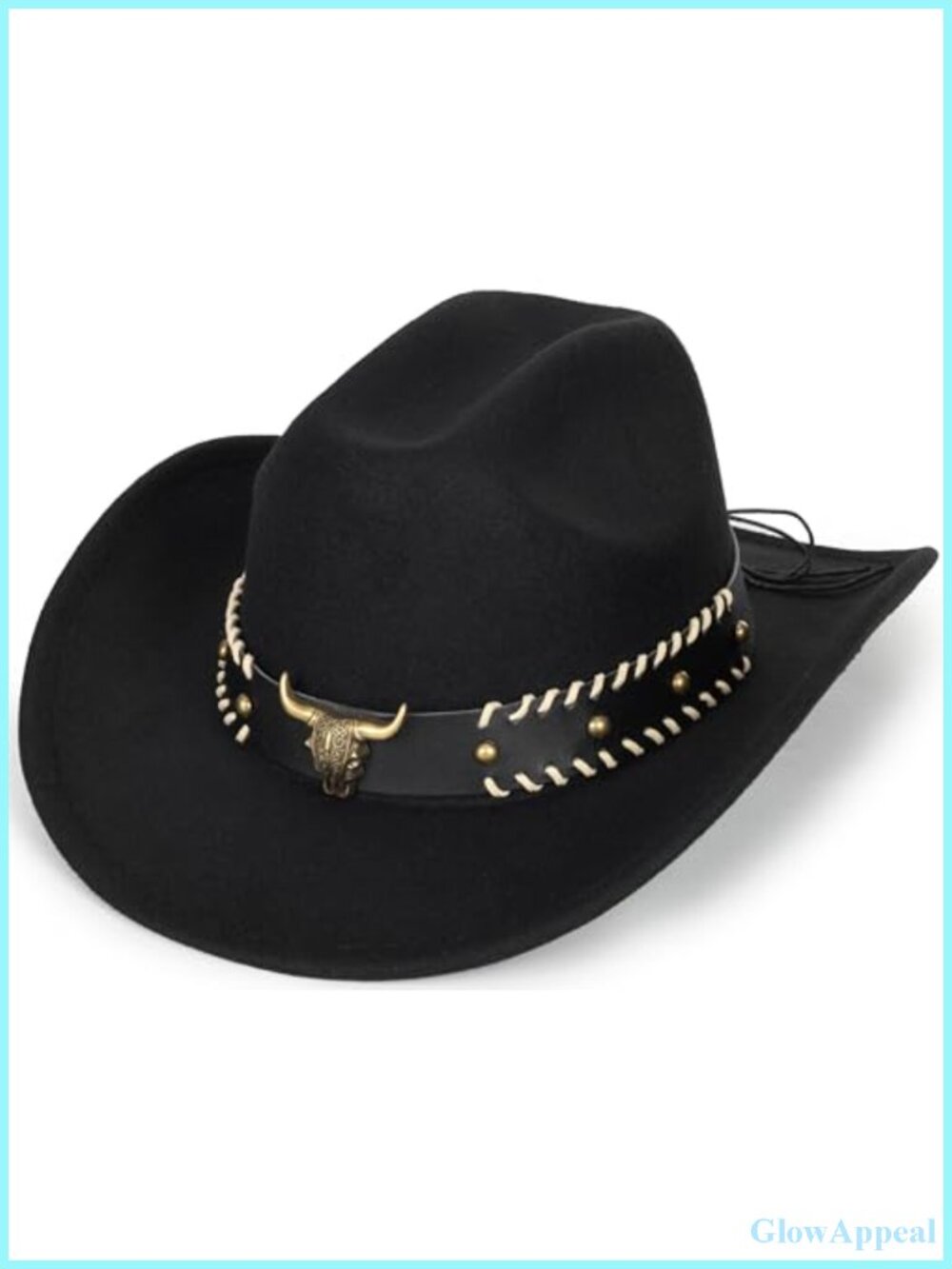 Felt Cowboy Hat for Women Men with Metal Studs Western Cowgirl Hat